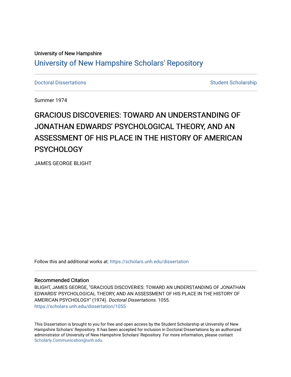 Toward an Understanding of Jonathan Edwards' Psychological Theory, and an Assessment of His Place in the History of American Psychology