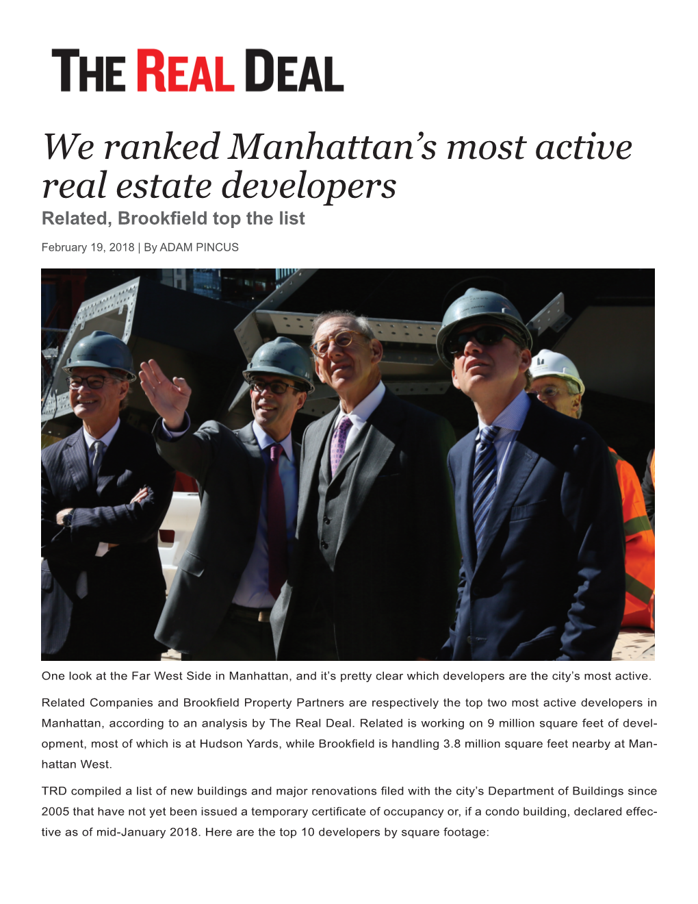 We Ranked Manhattan's Most Active Real Estate Developers