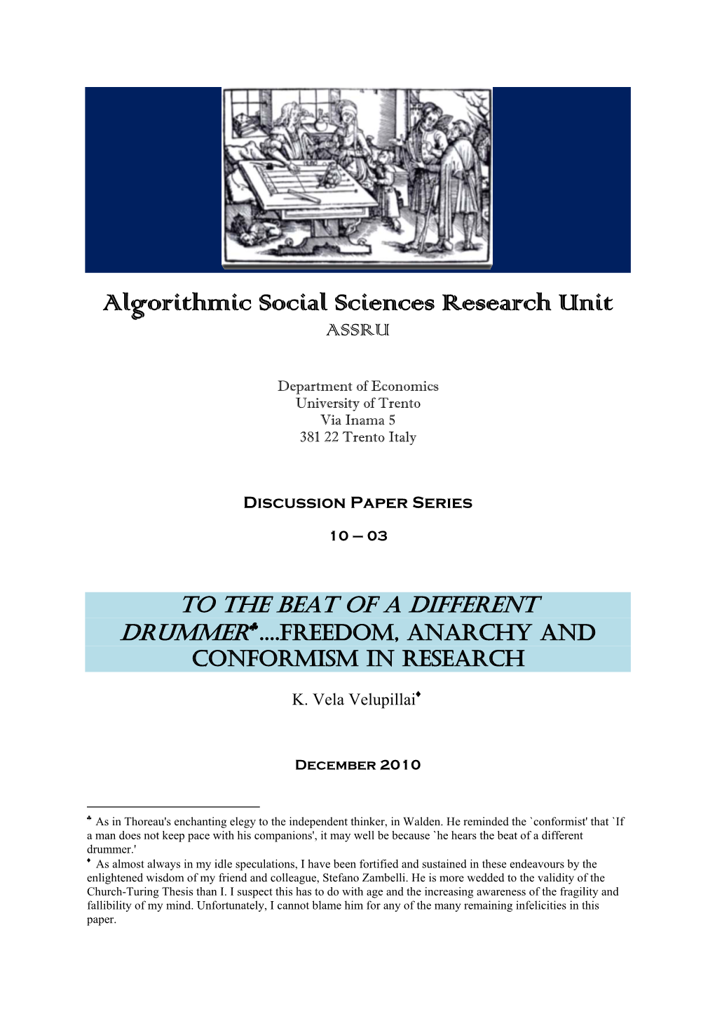 Algorithmic Social Sciences Research Unit ASSRU