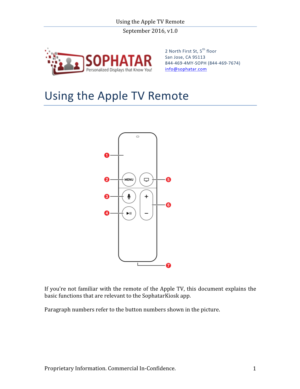 Using the Apple TV Remote September 2016, V1.0