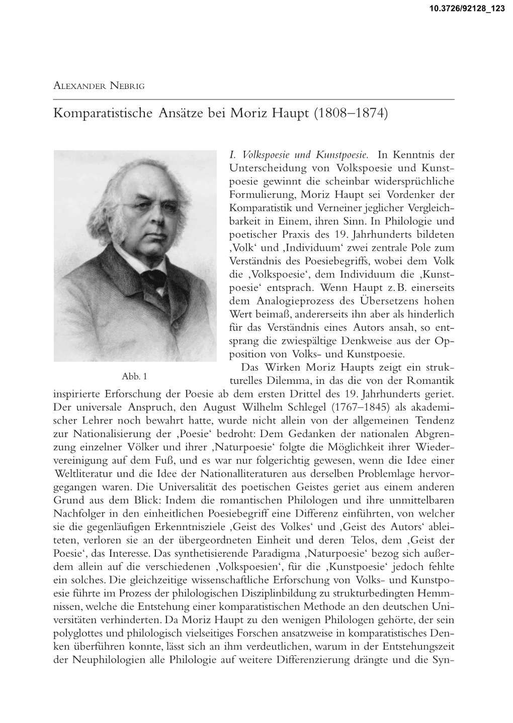 Komparatistische Ansätze Bei Moriz Haupt (1808–1874)