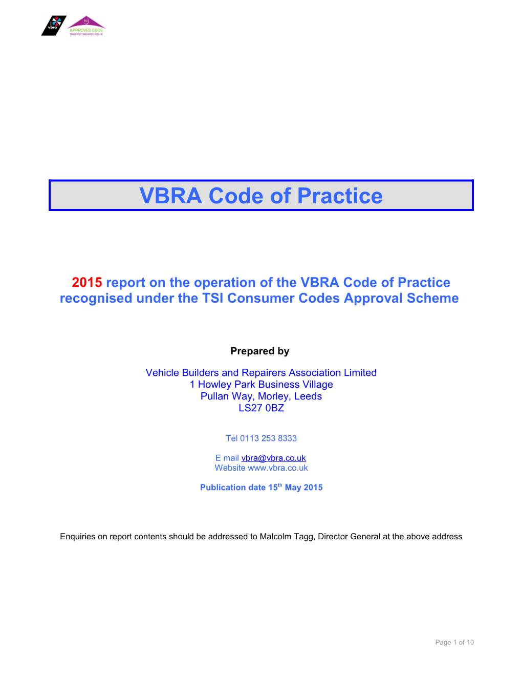 VBRA Code of Practice