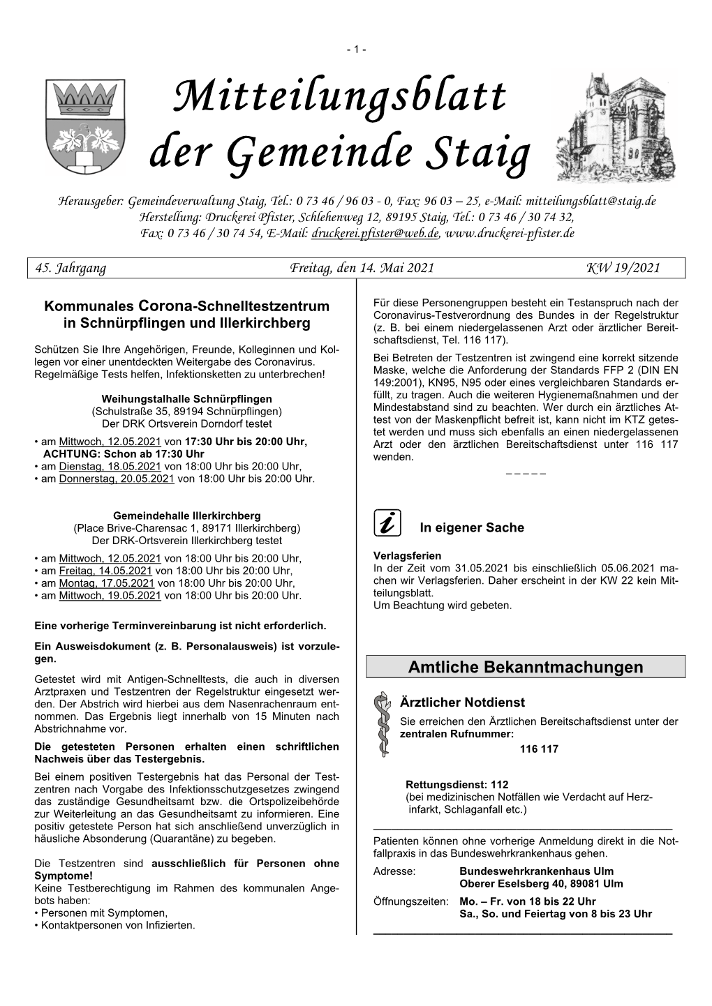 Mitteilungsblatt KW 19