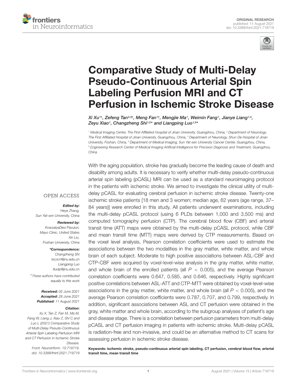 Comparative Study of Multi-Delay Pseudo-Continuous Arterial Spin Labeling Perfusion MRI and CT Perfusion in Ischemic Stroke Disease