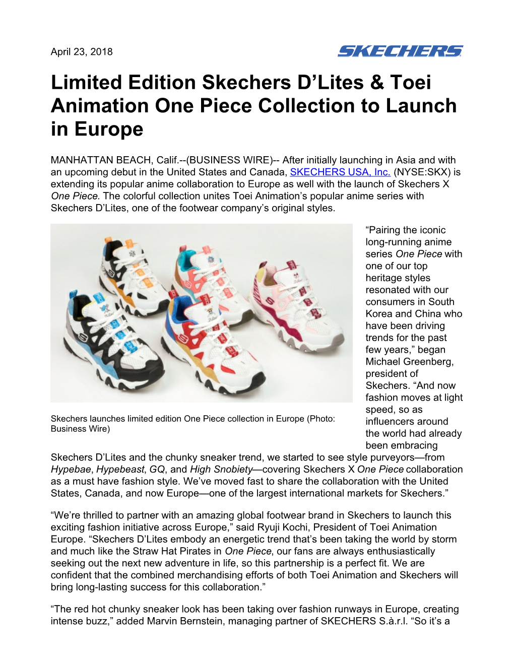 Limited Edition Skechers D'lites & Toei Animation One Piece