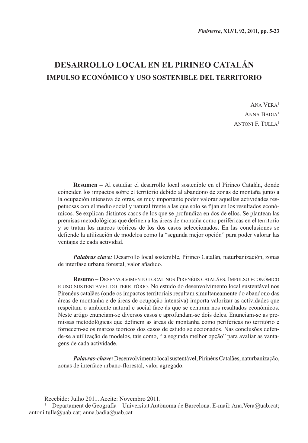 Desarrollo Local En El Pirineo Catalán Impulso Económico Y Uso Sostenible Del Territorio