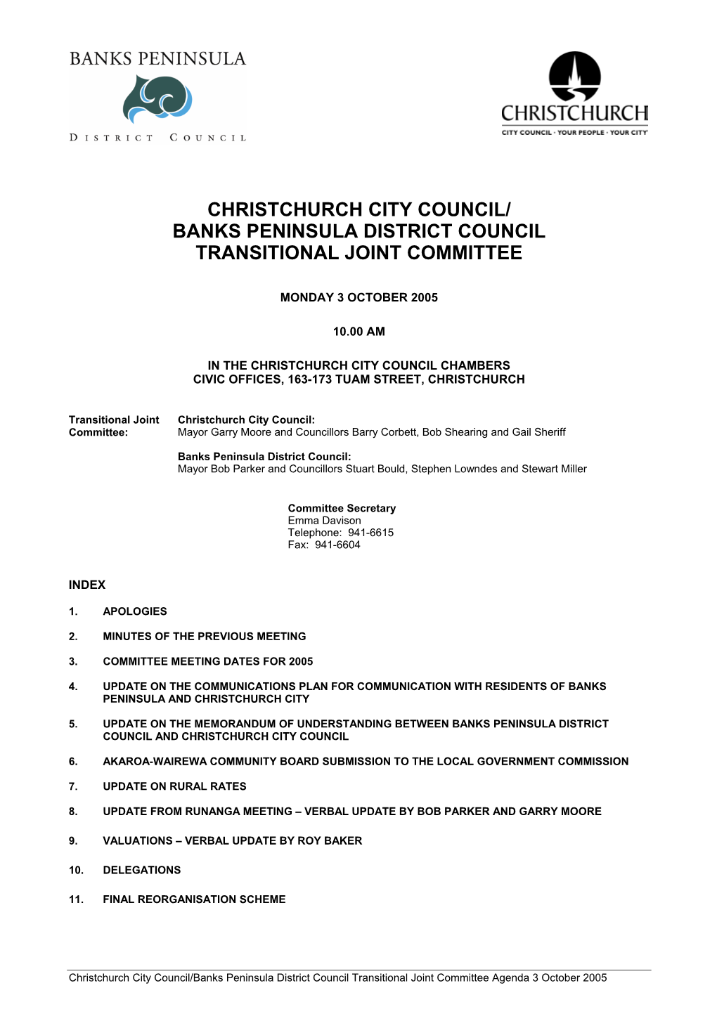 Banks Peninsula District Council Transitional Joint Committee