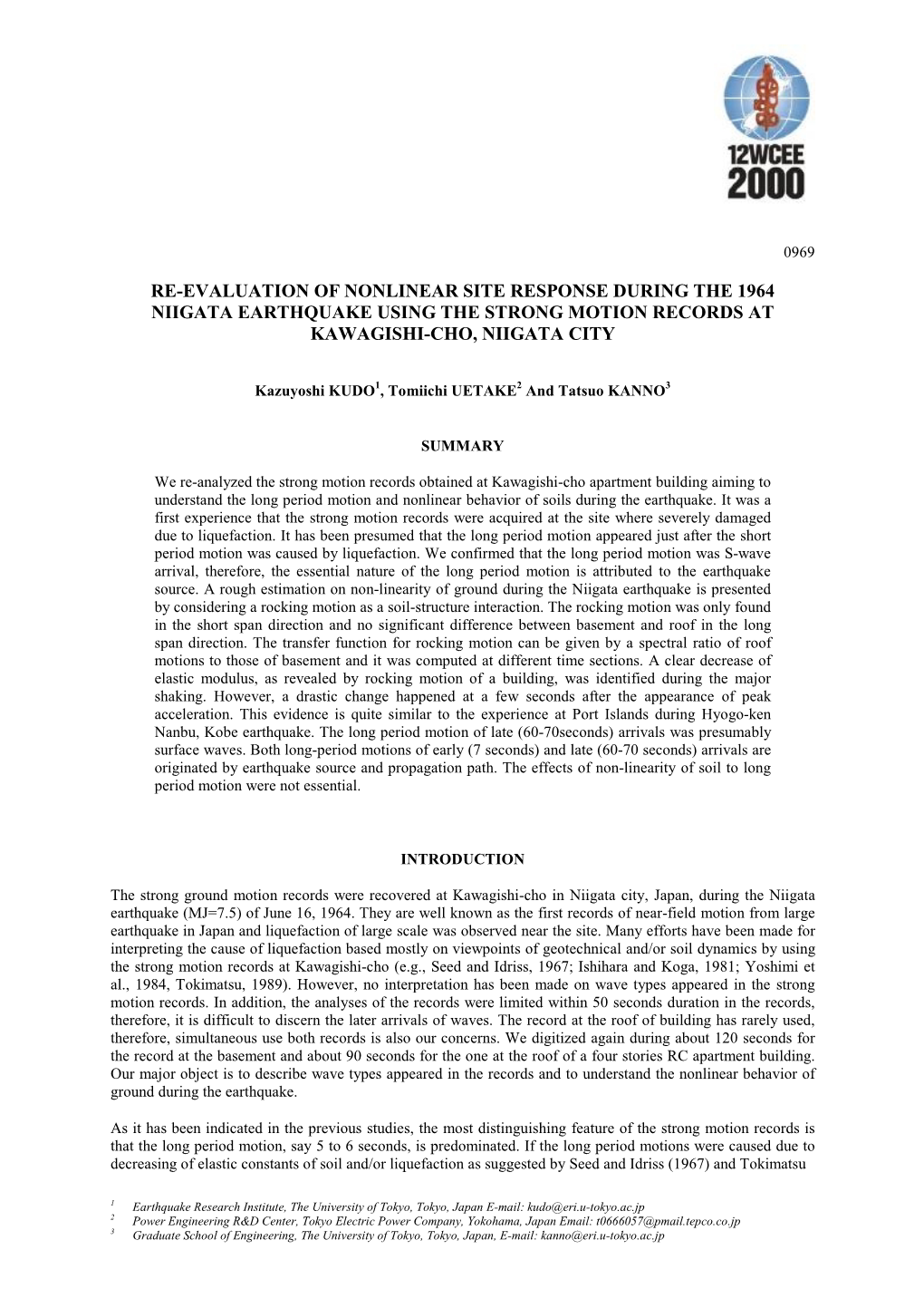 Re-Evaluation of Nonlinear Site Response During the 1964 Niigata Earthkuake Using the Strong Motion Records at Kawagishi-Cho