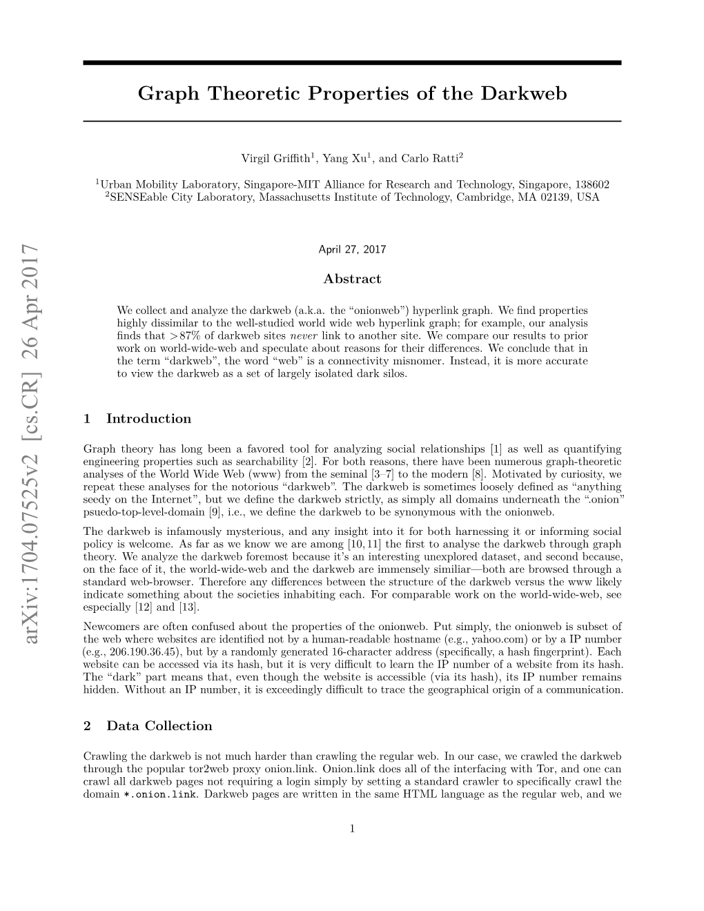 Graph Theoretic Properties of the Darkweb