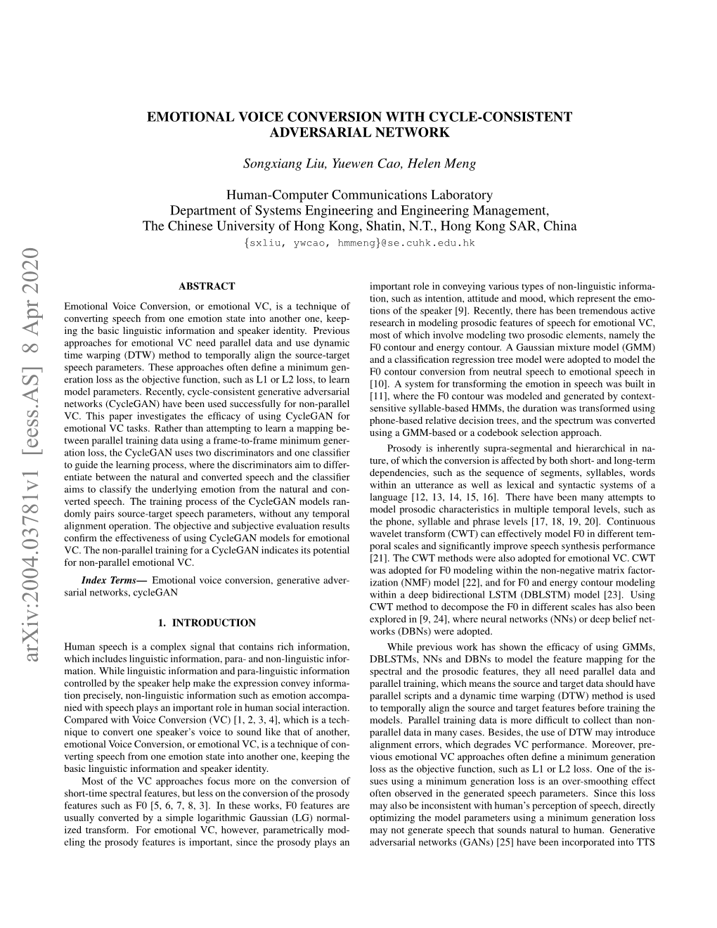 Emotional Voice Conversion with Cycle-Consistent Adversarial Network