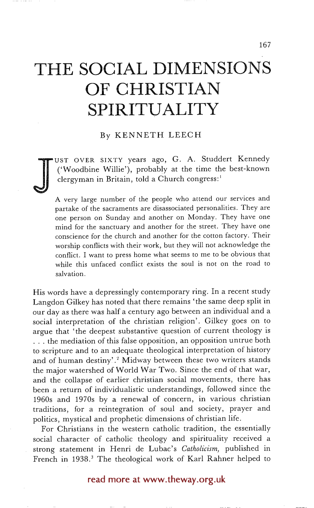 The Social Dimensions of Christian Spirituality