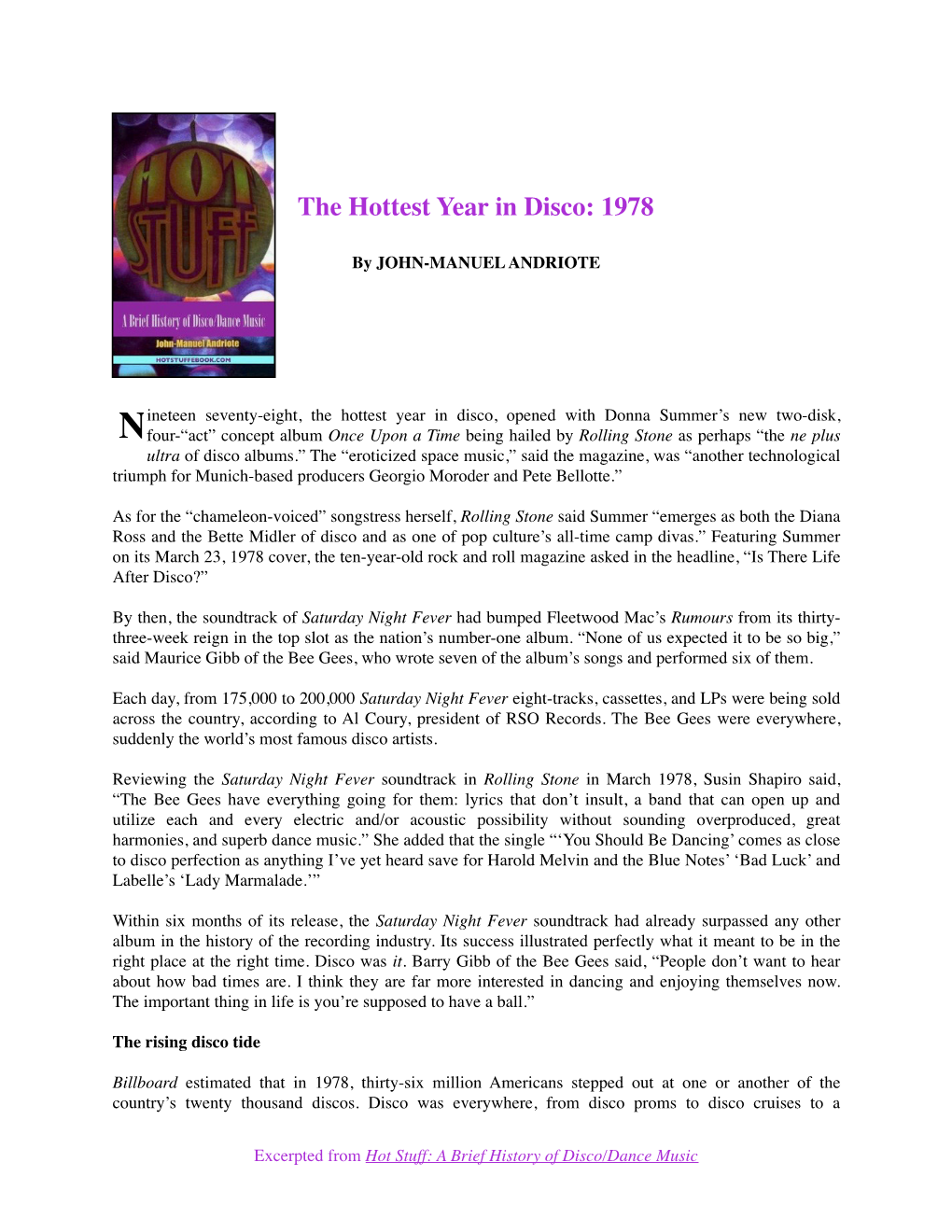 The Hottest Year in Disco: 1978