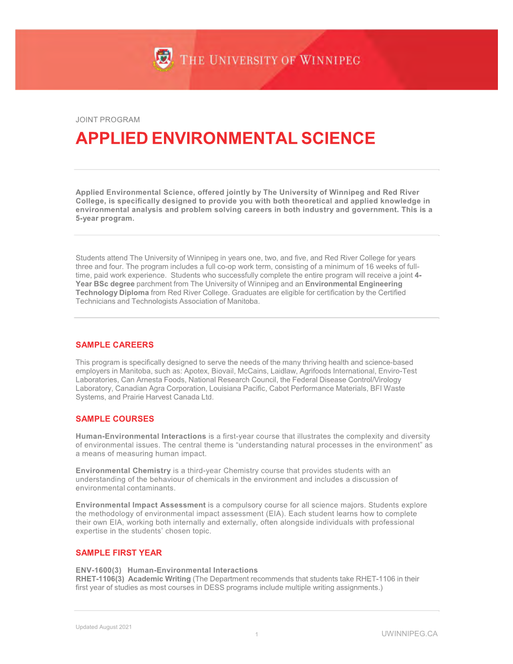Applied Environmental Science Fact Sheet
