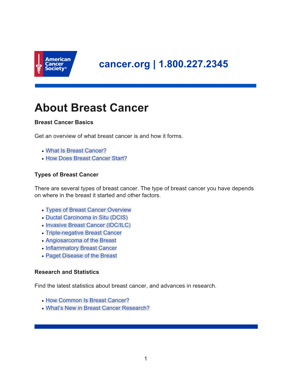 About Breast Cancer Breast Cancer Basics