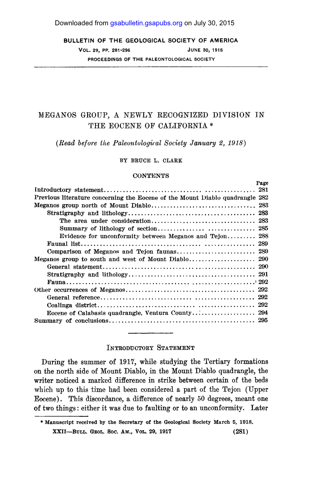 Read Before Llie Paleontological Society January 2, 1918