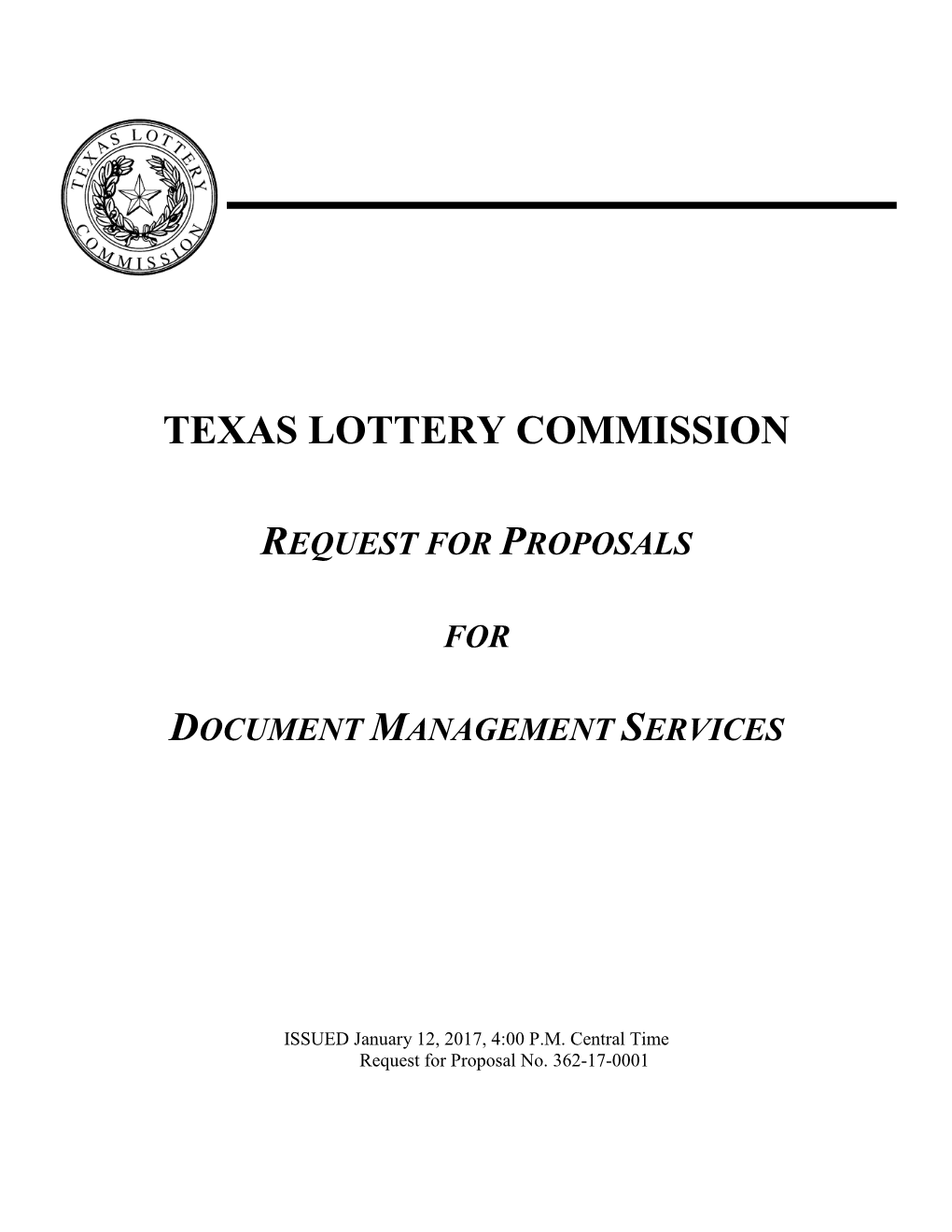 Texas Lottery Commission Request for Proposals