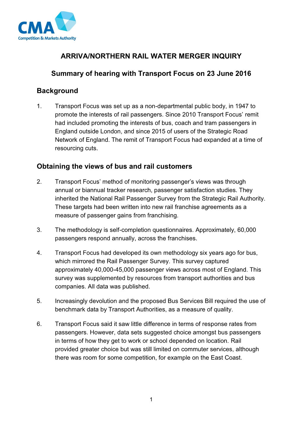 Transport Focus on 23 June 2016