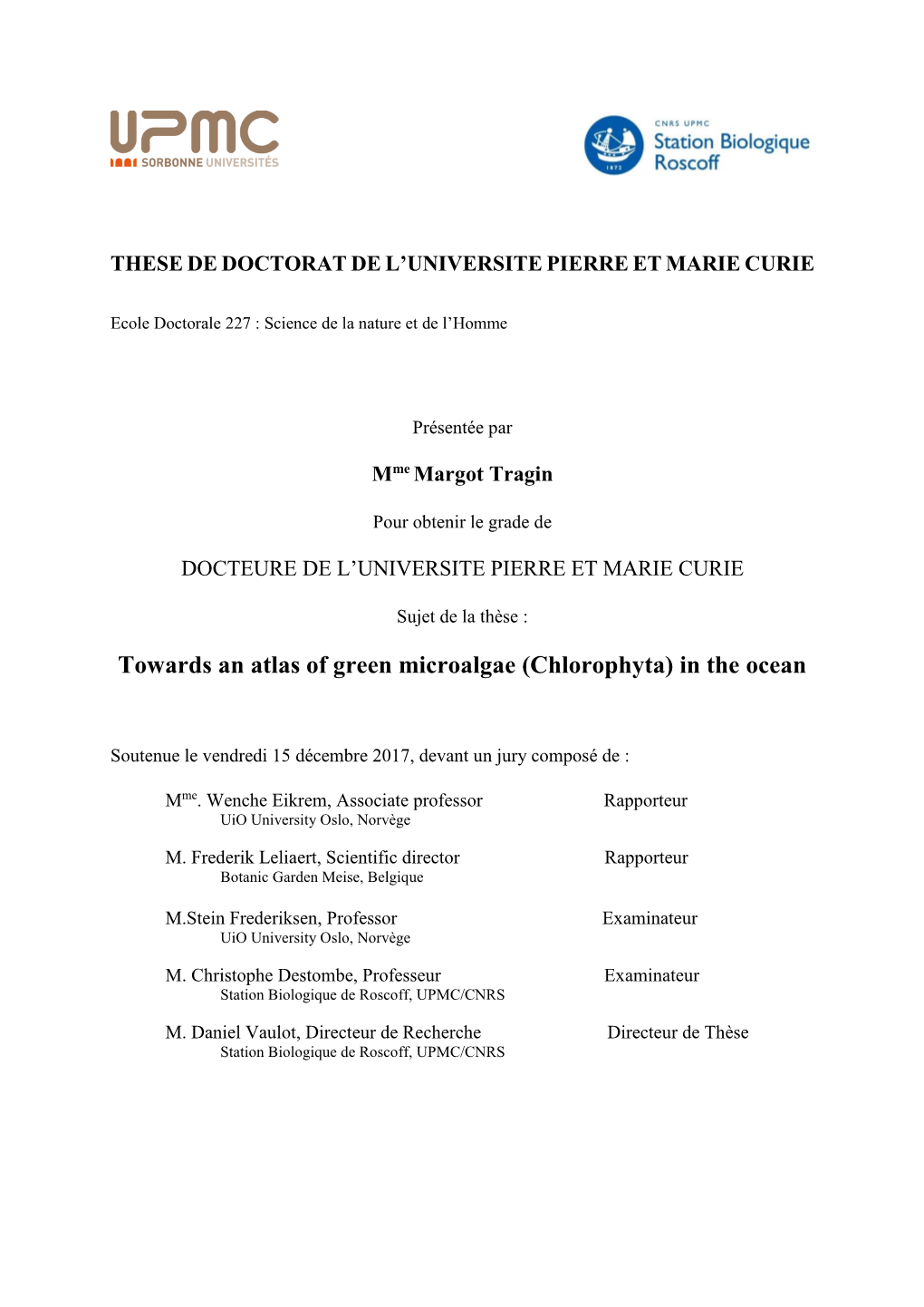 Towards an Atlas of Green Microalgae (Chlorophyta) in the Ocean