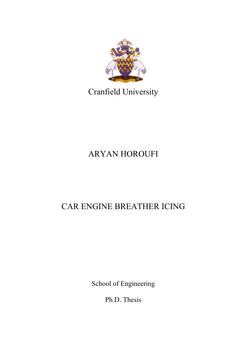 Cranfield University ARYAN HOROUFI CAR ENGINE