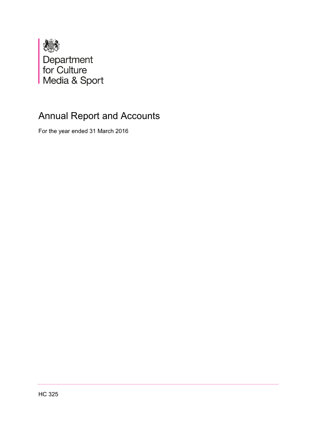 DCMS Annual Report and Accounts 2015-16