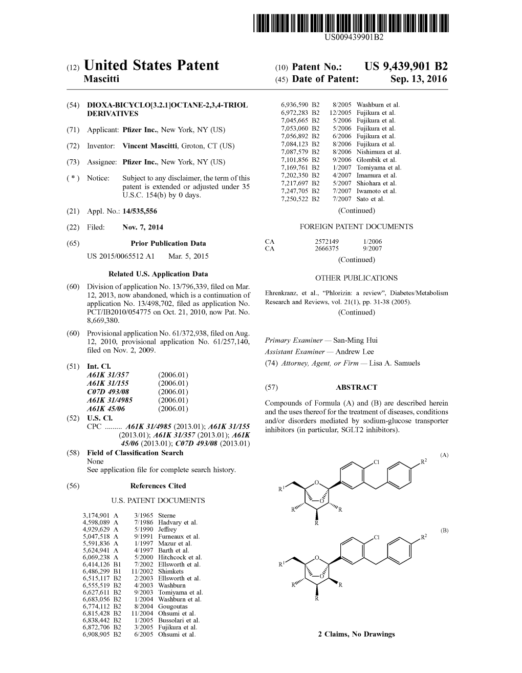 (12) United States Patent (10) Patent No.: US 9,439,901 B2 Mascitti (45) Date of Patent: Sep