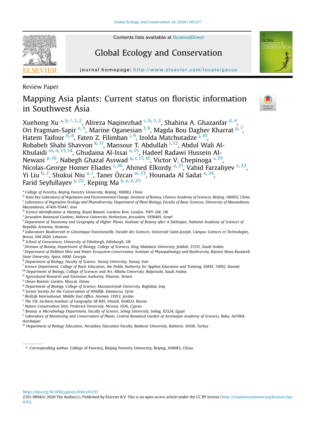 Mapping Asia Plants: Current Status on Floristic Information in Southwest