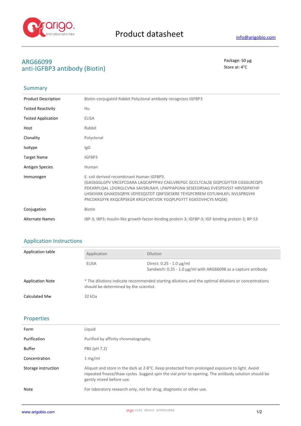 Anti-IGFBP3 Antibody (Biotin) (ARG66099)