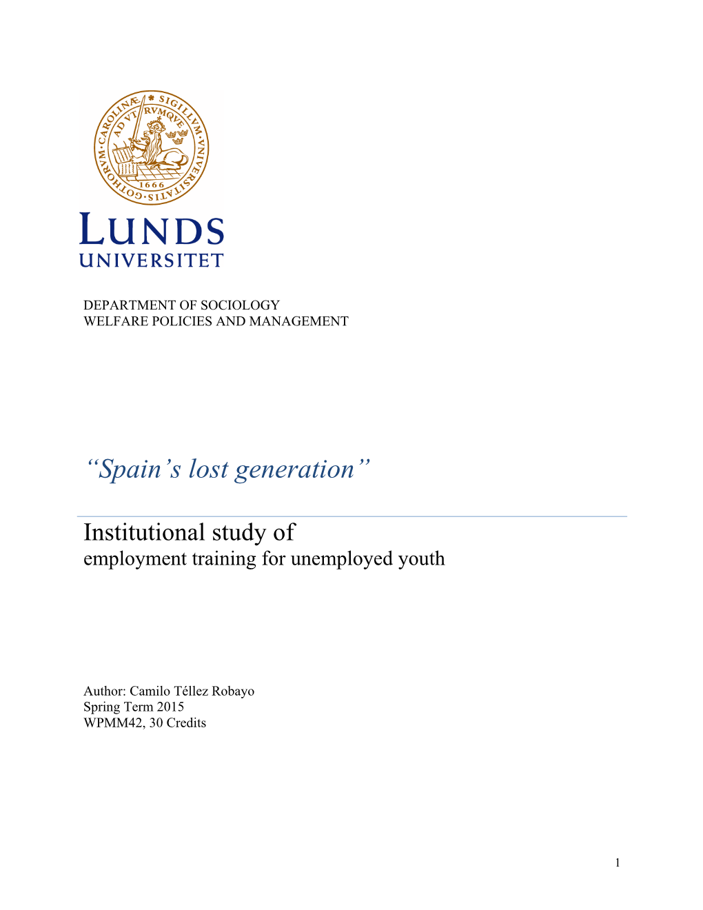 “Spain's Lost Generation”