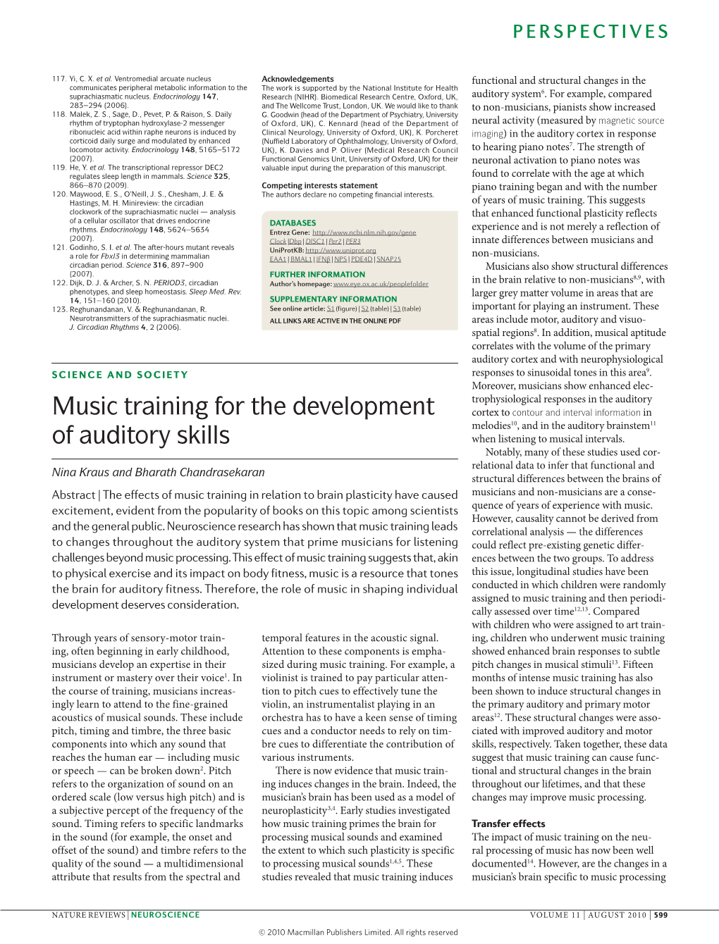 Music Training for the Development of Auditory Skills