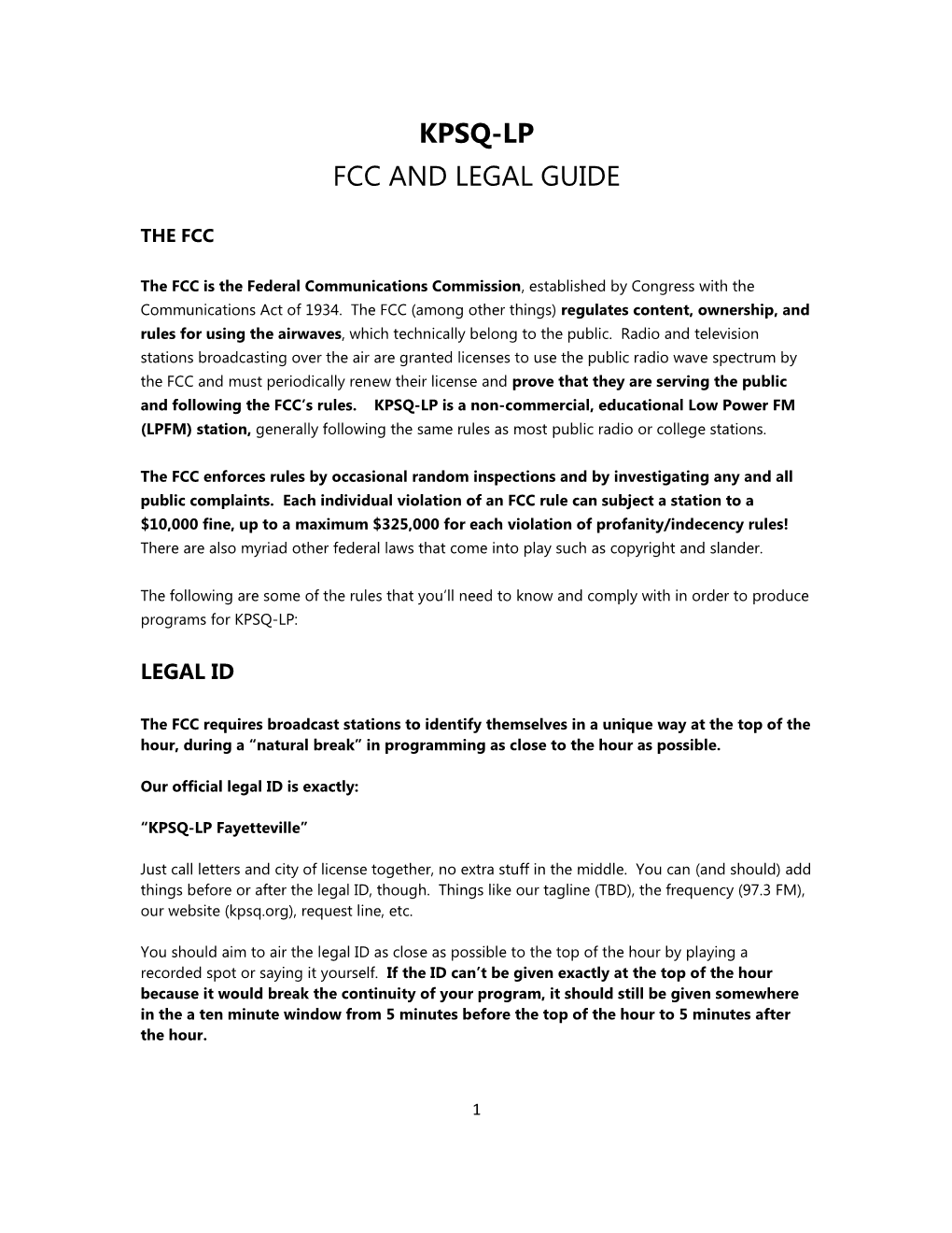 Kpsq-Lp Fcc and Legal Guide