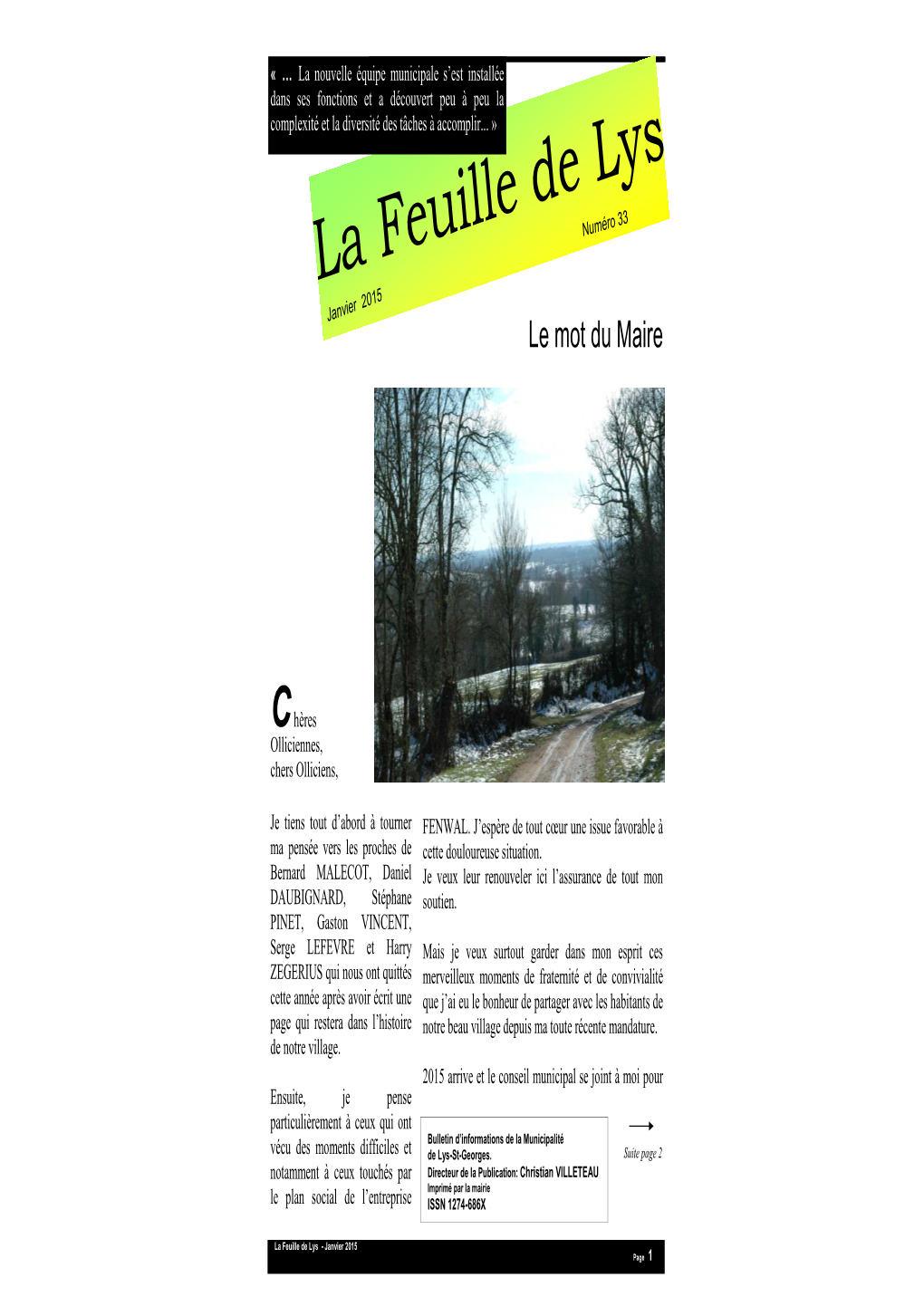 Feuille De Lys N°33 Janvier 2015