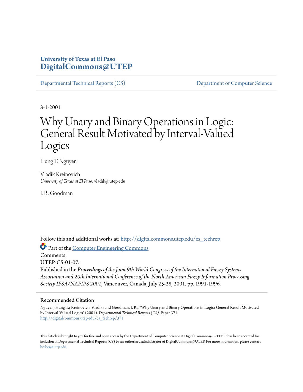 Why Unary and Binary Operations in Logic: General Result Motivated by Interval-Valued Logics Hung T