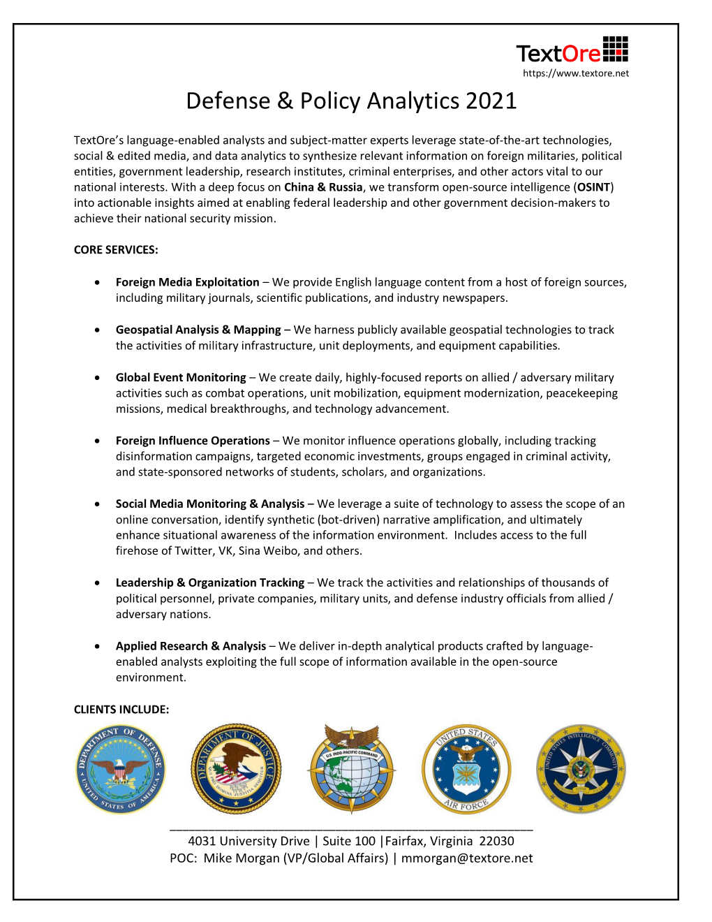 Defense & Policy Analytics 2021