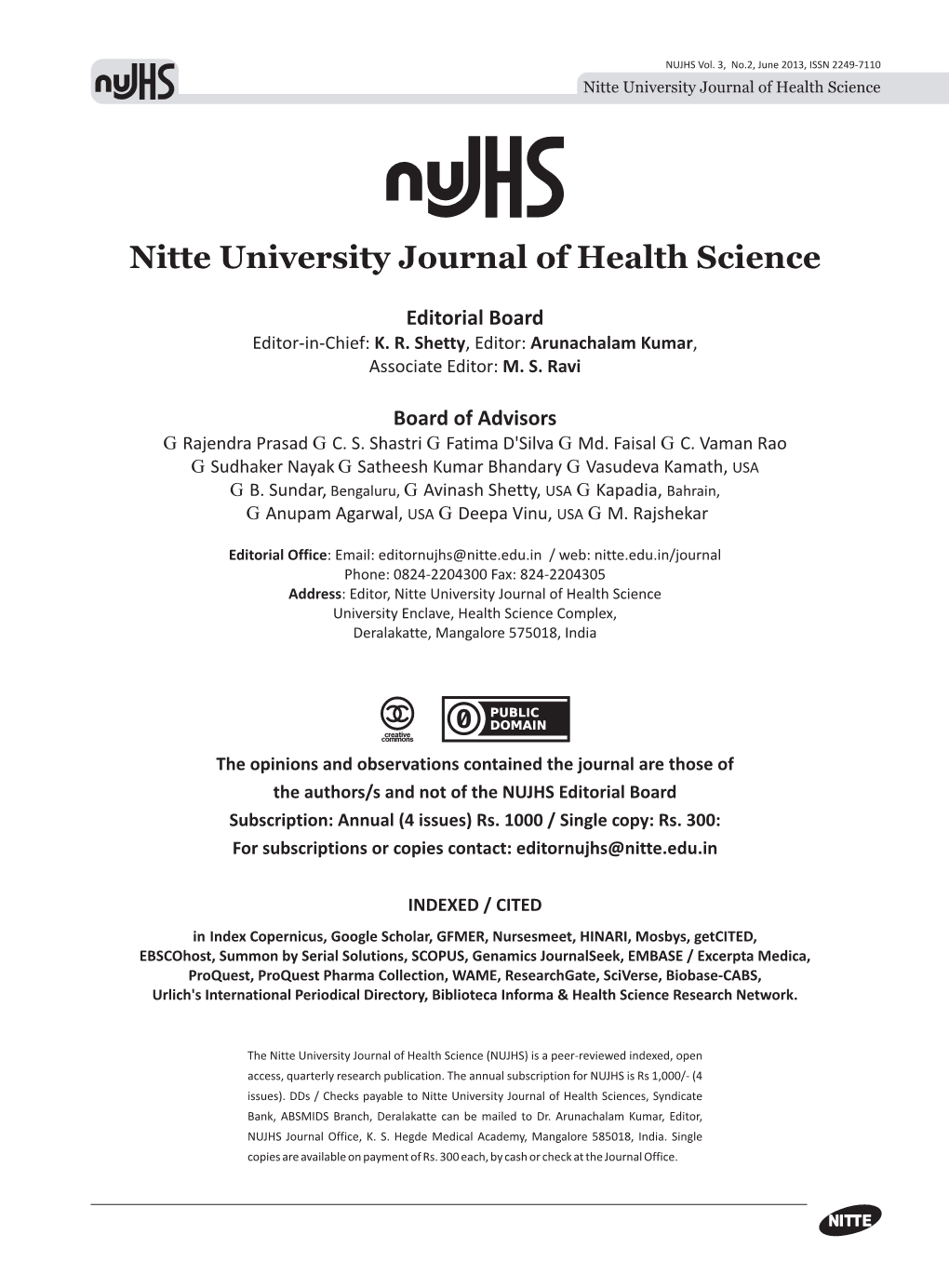 Nitte University Journal June 2013.Cdr
