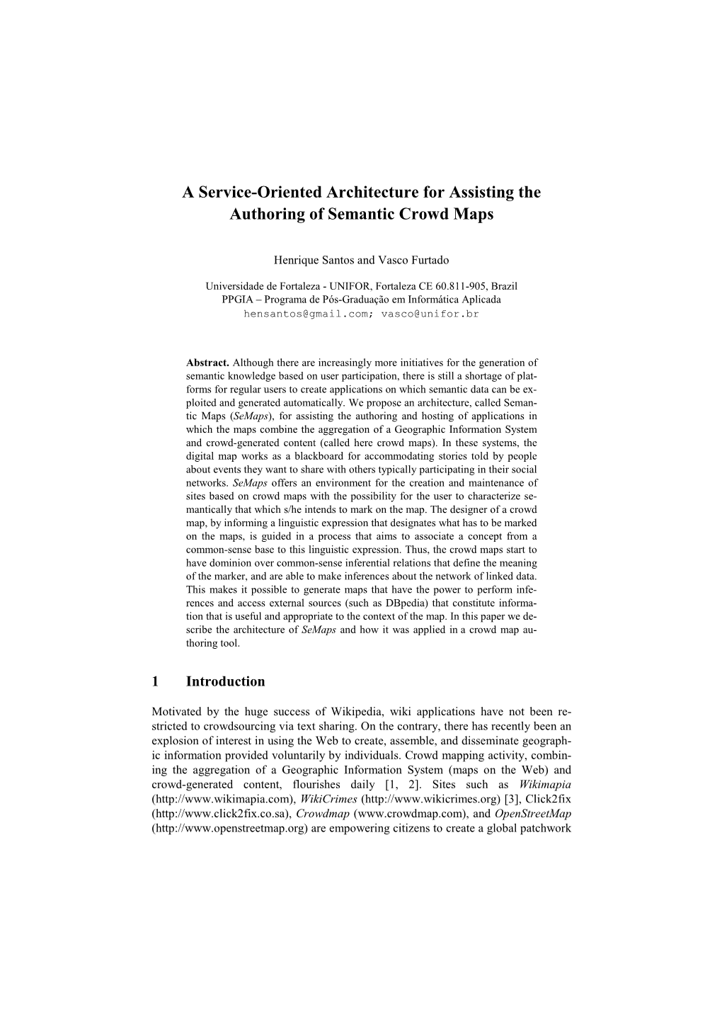 A Service-Oriented Architecture for Assisting the Authoring of Semantic Crowd Maps