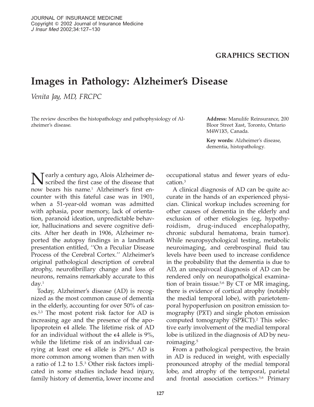 Images in Pathology: Alzheimer's Disease