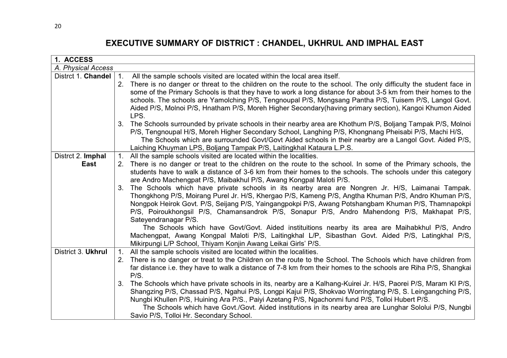 Chandel, Ukhrul and Imphal East