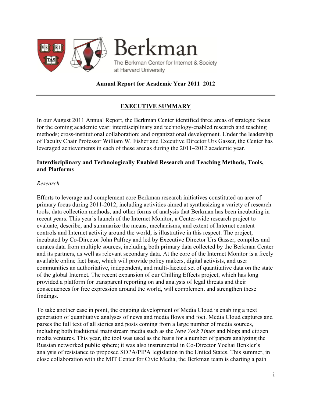 Berkman Center Annual Report 2011-2012