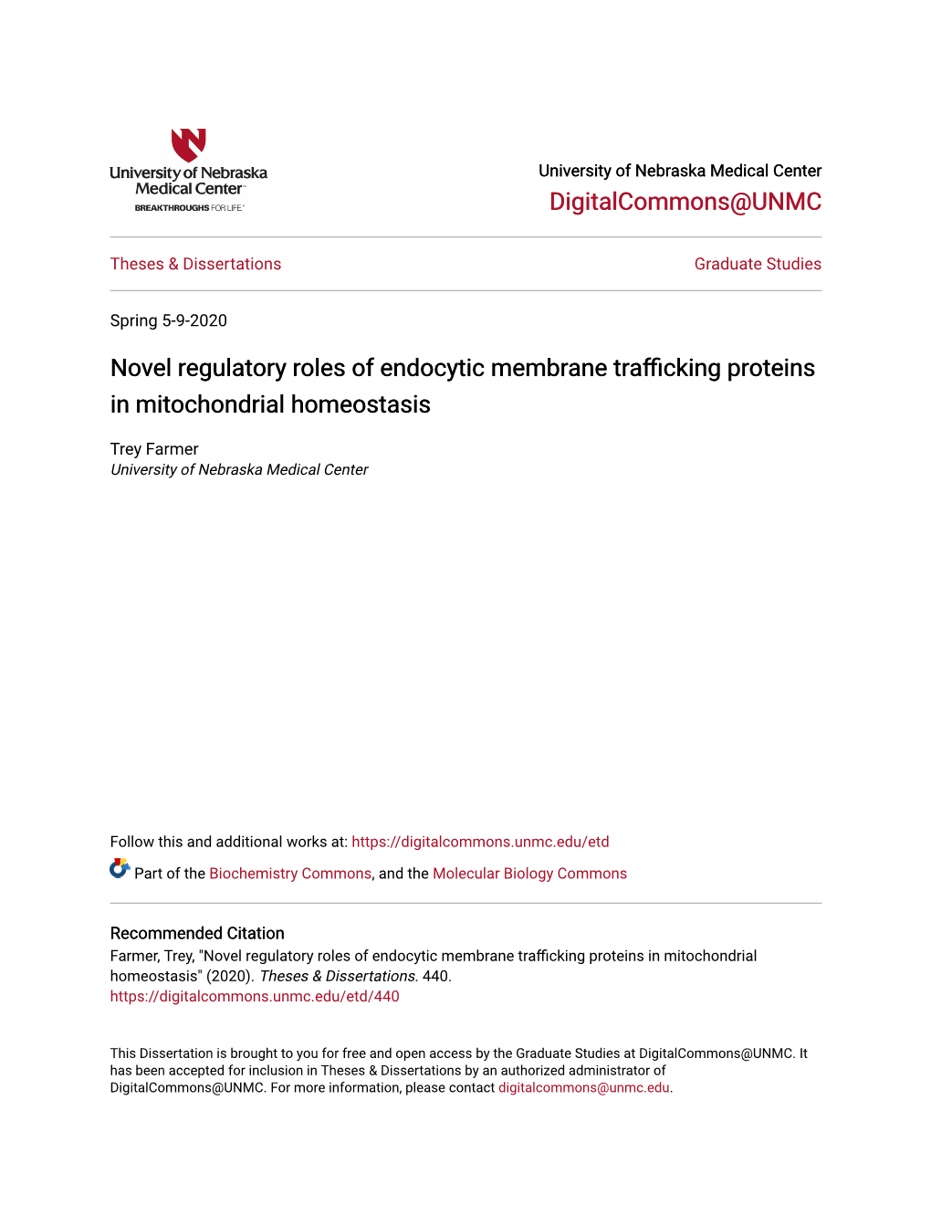 Novel Regulatory Roles of Endocytic Membrane Trafficking Proteins in Mitochondrial Homeostasis