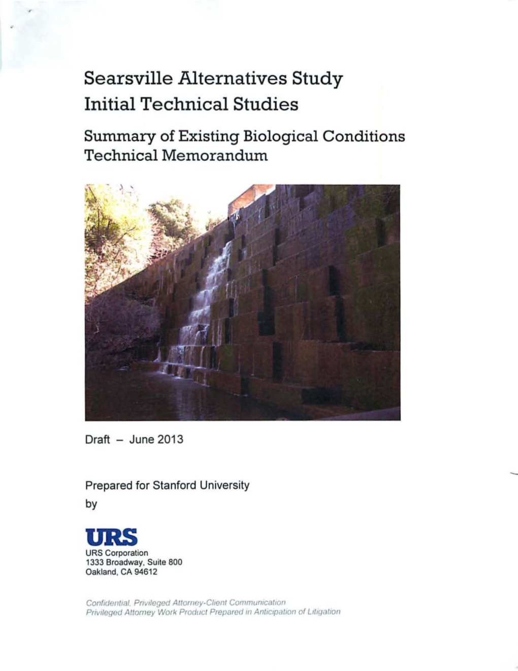 Searsville Alternatives Study Initial Technical Studies Summary of Existing Biological Conditions Technical Memorandum