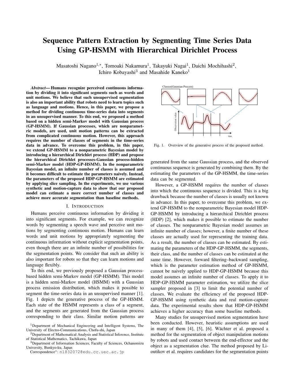 Sequence Pattern Extraction by Segmenting Time Series Data Using GP-HSMM with Hierarchical Dirichlet Process