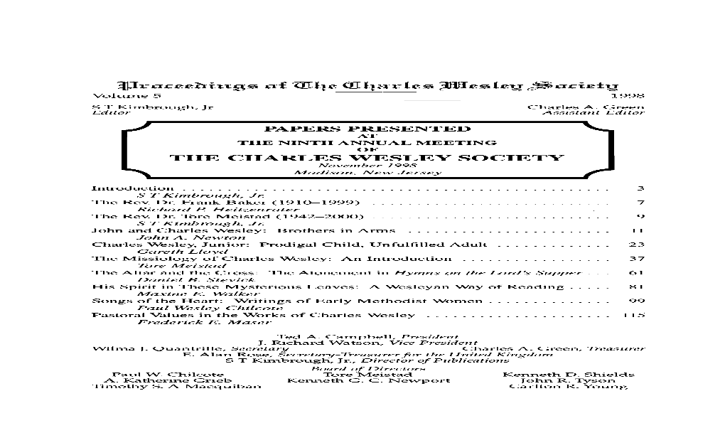 Uqe Qiqarles ~Esle\! ~Nriet\! the CHARLES WESLEY SOCIETY