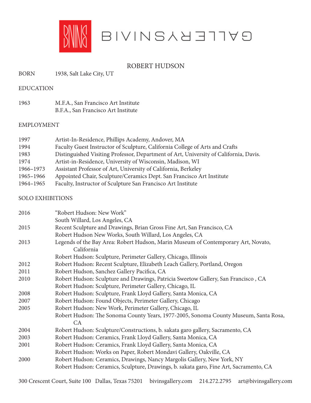 Robert Hudson CV