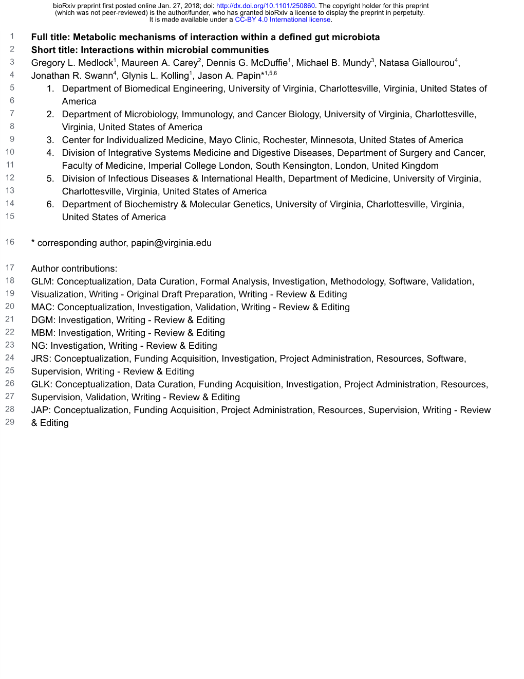 Metabolic Mechanisms of Interaction Within a Defined Gut Microbiota 2 Short Title: Interactions Within Microbial Communities 3 Gregory L