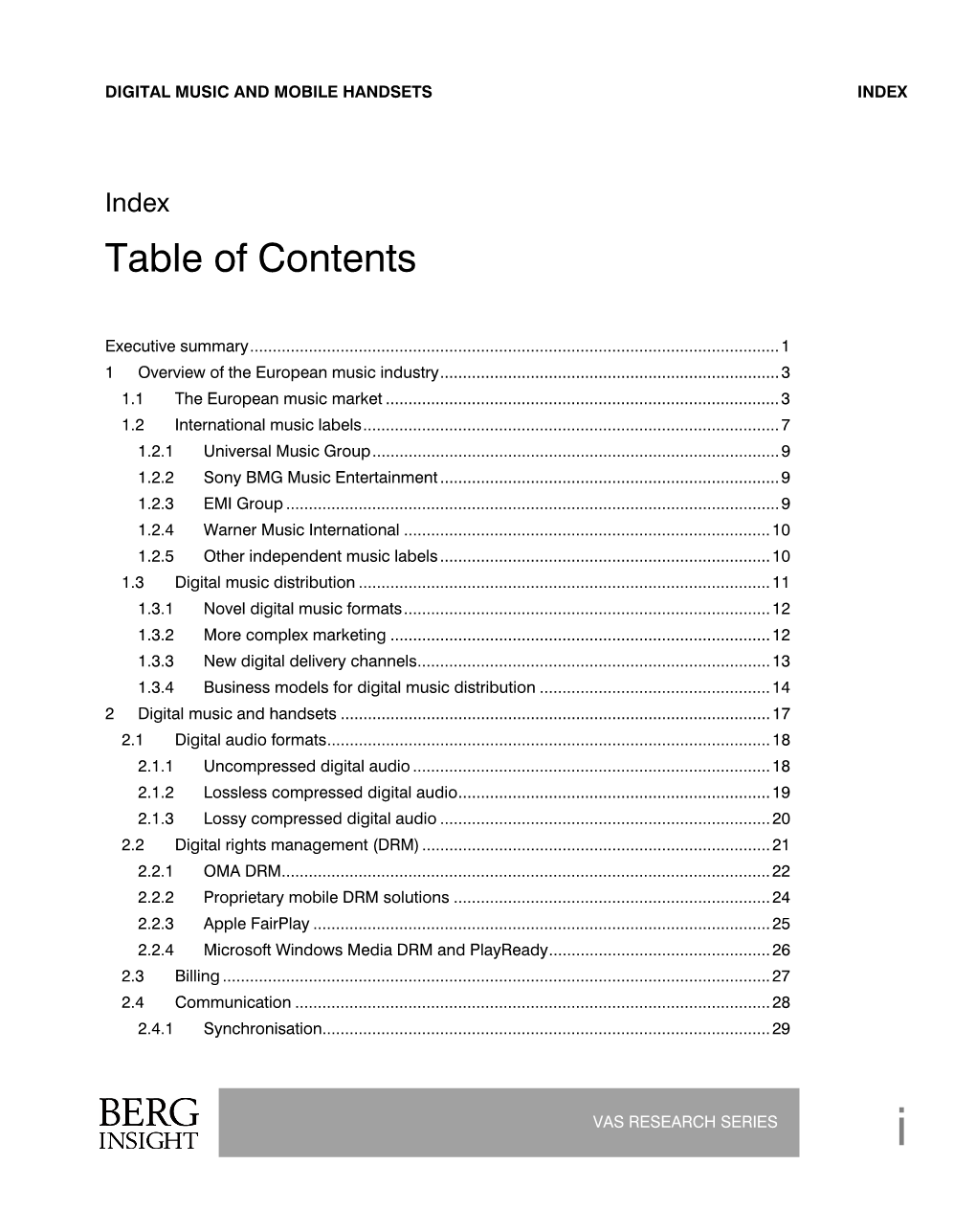 Digital Music and Mobile Handsets Index