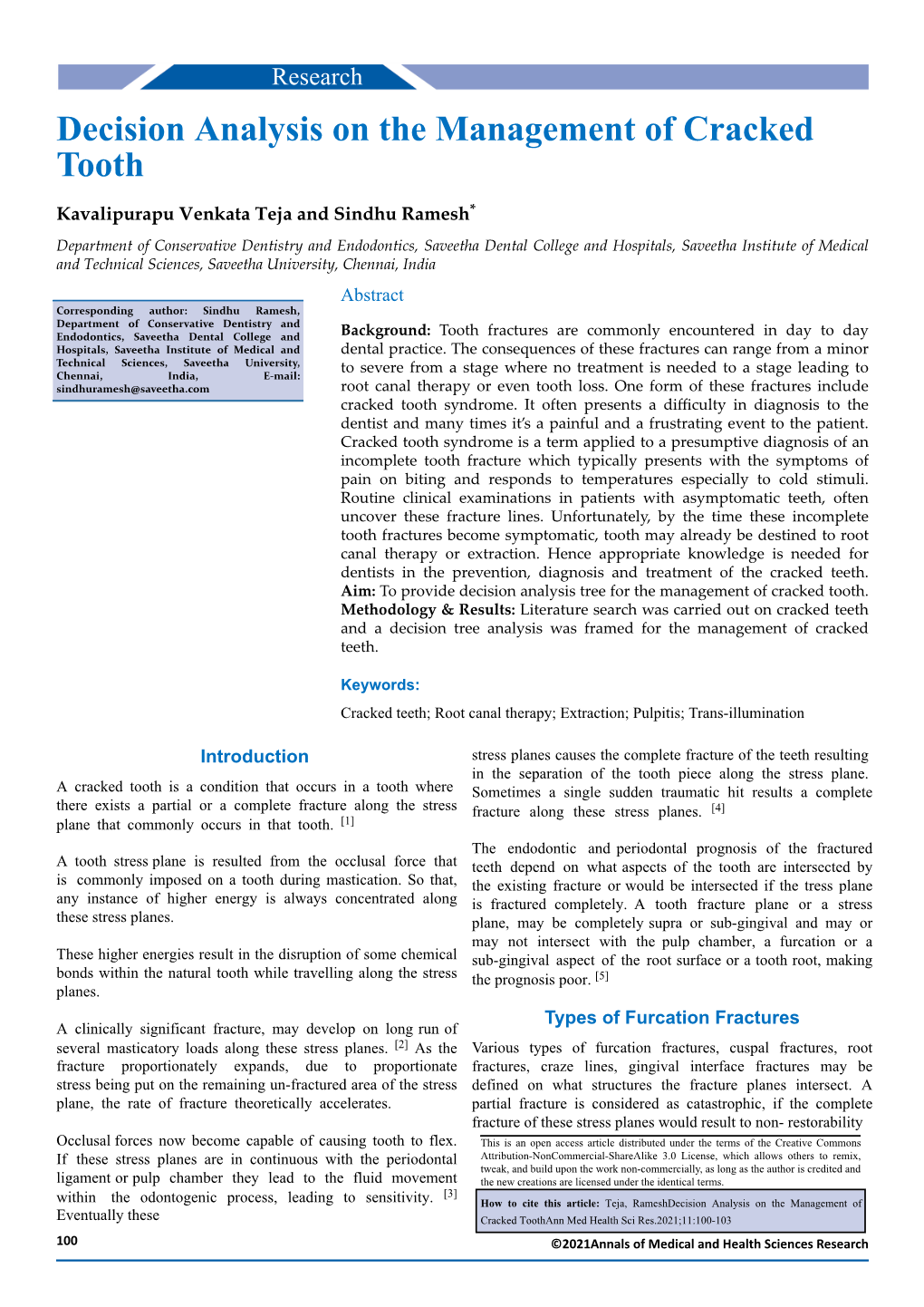 Decision Analysis on the Management of Cracked Tooth