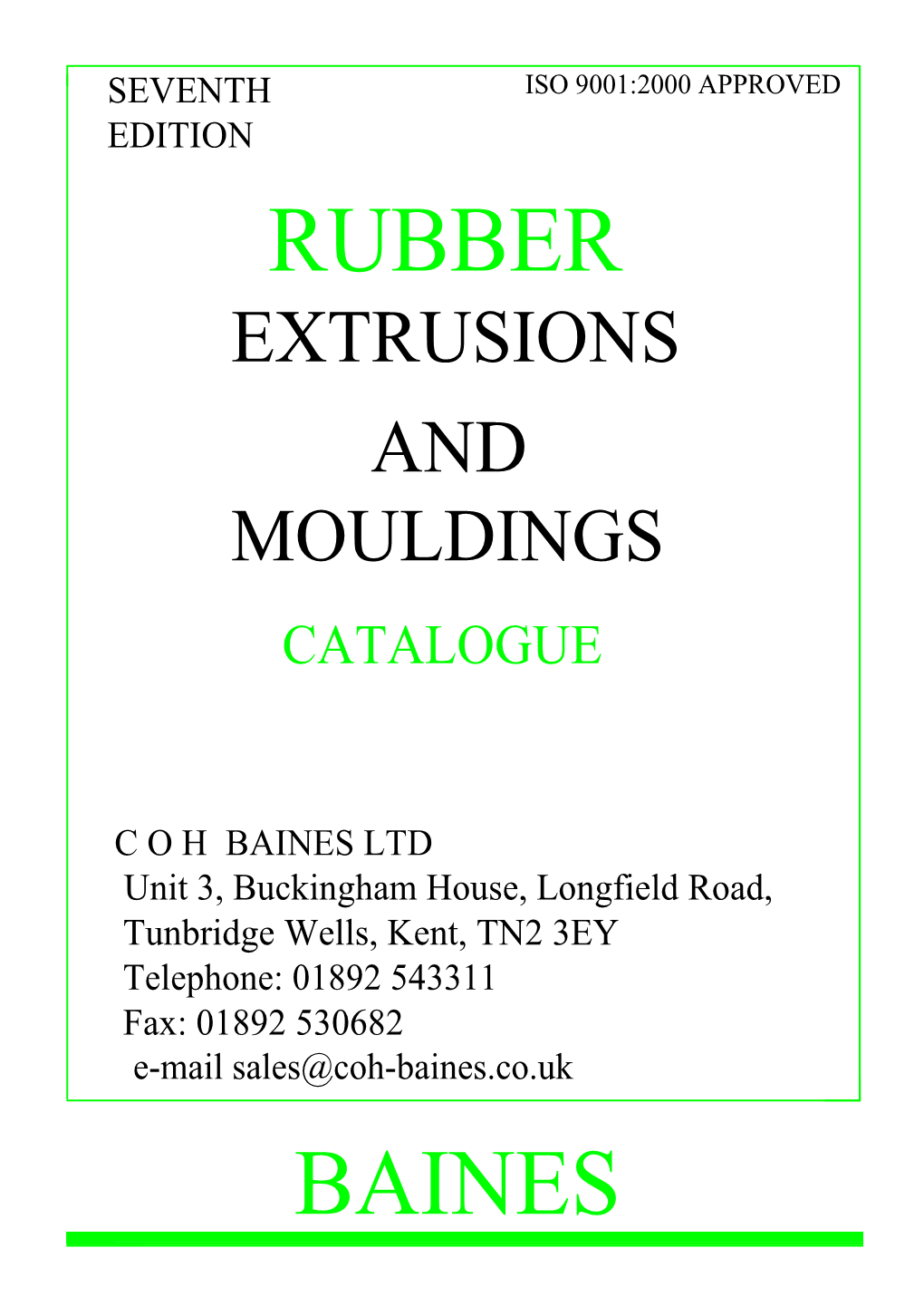 Rubber Extrusions and Mouldings Catalogue