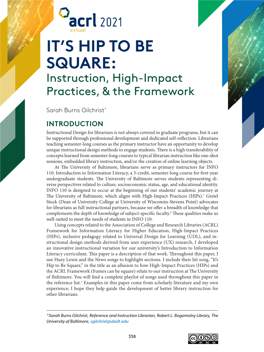 It's HIP to Be Square: Instruction, High Impact Practices, & the Framework