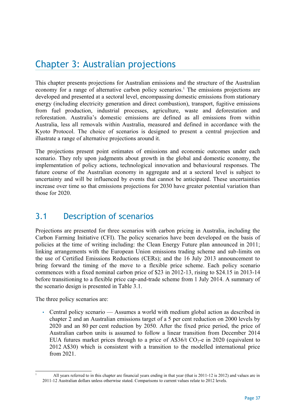 Chapter 3: Australian Projections