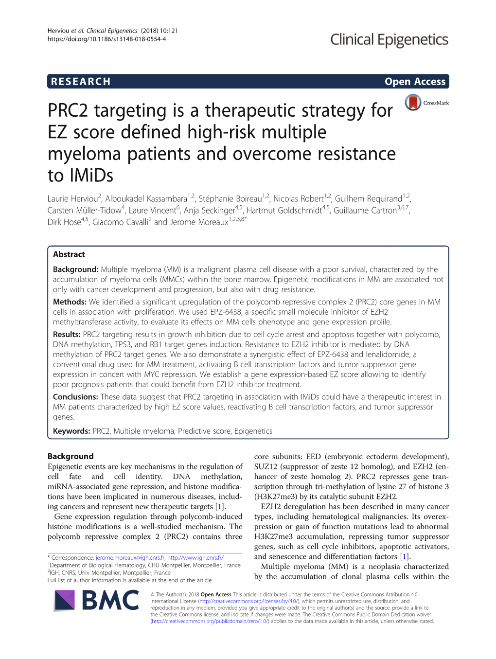 PRC2 Targeting Is a Therapeutic Strategy for EZ Score Defined High
